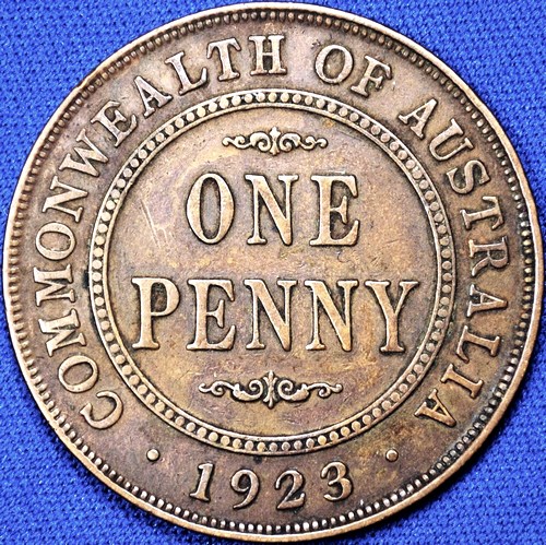 1923 Australian Penny, 'Fine' - Click Image to Close