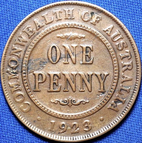 1923 Australian Penny, 'about Fine' - Click Image to Close