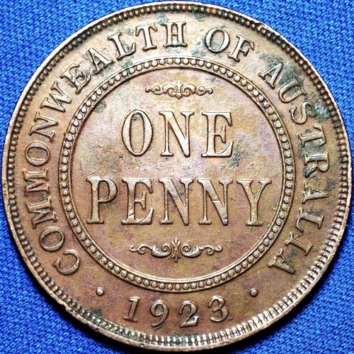 1923 Australian Penny, 'Very Fine' - Click Image to Close