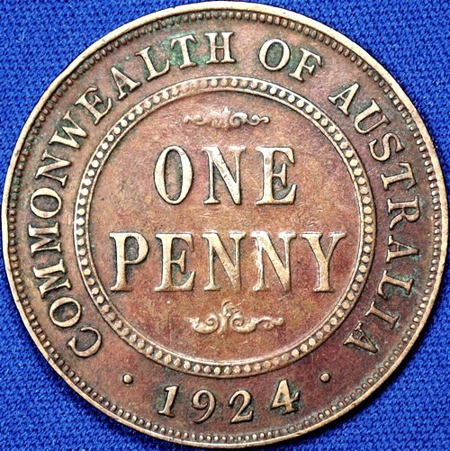 1924 Australian Penny, 'good Very Fine' - Click Image to Close