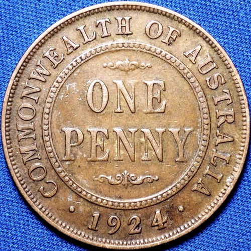 1924 Australian Penny, 'good Very Good / Fine' - Click Image to Close