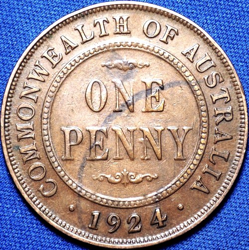 1924 Australian Penny, 'good Fine / Very Fine' - Click Image to Close
