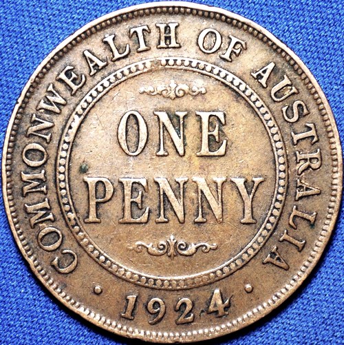 1924 Australian Penny, 'Fine' - Click Image to Close