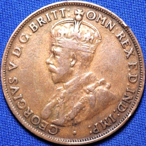 1924 Australian Penny, Indian obverse, 'Fine'