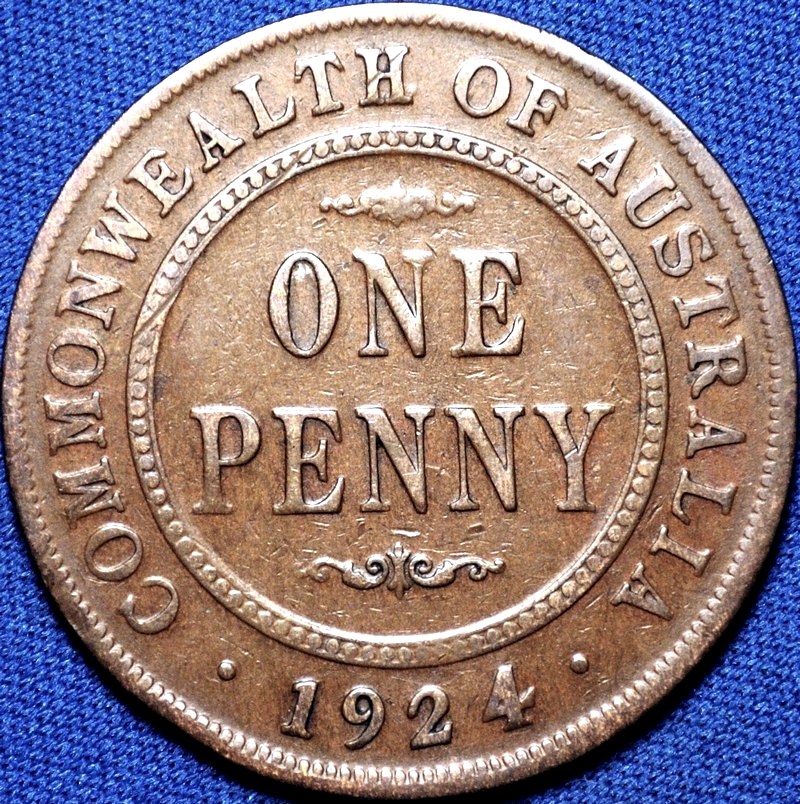 1924 Australian Penny, Indian obverse, 'good Very Good'