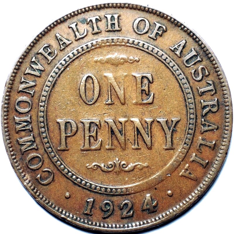 1924 Australian Penny, Indian obverse, 'good Very Good' - Click Image to Close