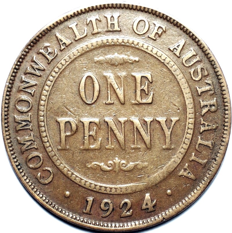 1924 Australian Penny, Indian obverse, 'good Very Good' - Click Image to Close