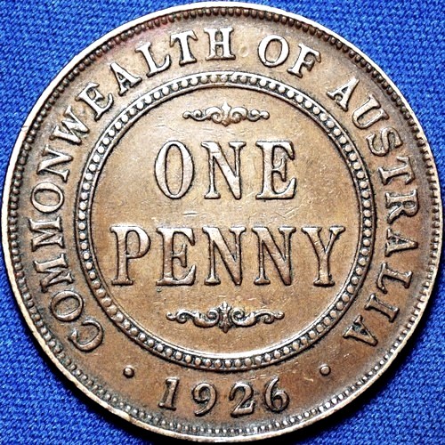 1926 Australian Penny, 'Very Fine' - Click Image to Close