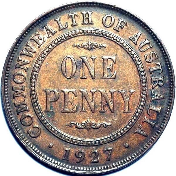 1927 Australian Penny, 'VF / EF' - Click Image to Close