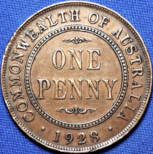 1928 Australian Penny, 'Very Fine'