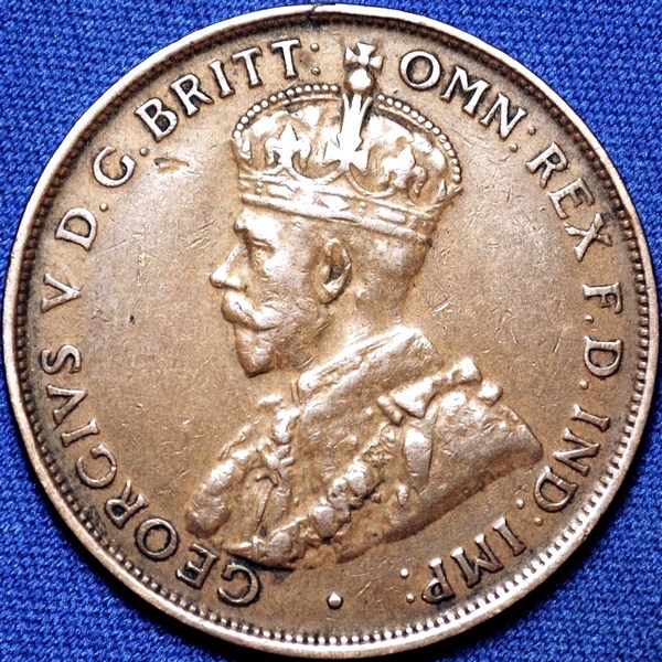 1931 Australian Penny, dropped 1 London, 'about Very Fine'