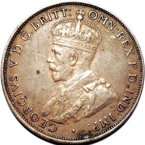 1933 Australian Penny, 'Very Fine', rubbed