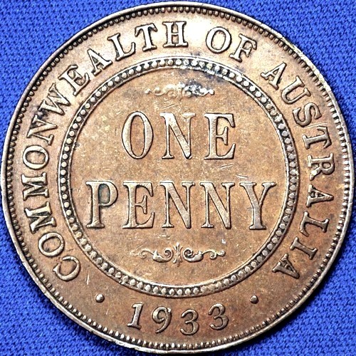 1933 Australian Penny, 'good Very Fine' - Click Image to Close