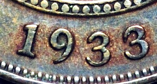1933/2 overdate Australian Penny, 'good Fine', marks - Click Image to Close