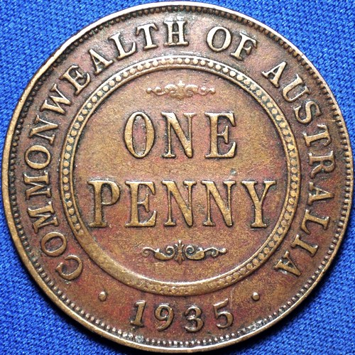 1935 Australian Penny, 'about Very Fine' - Click Image to Close