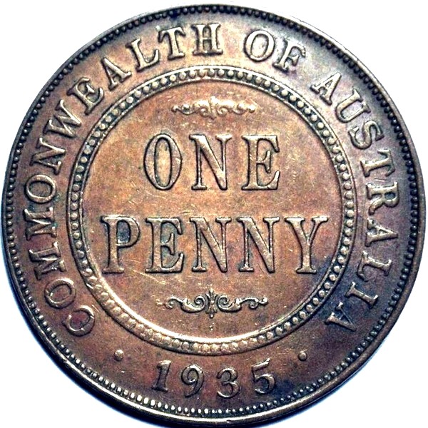 1935 Australian Penny, 'Extremely Fine' - Click Image to Close