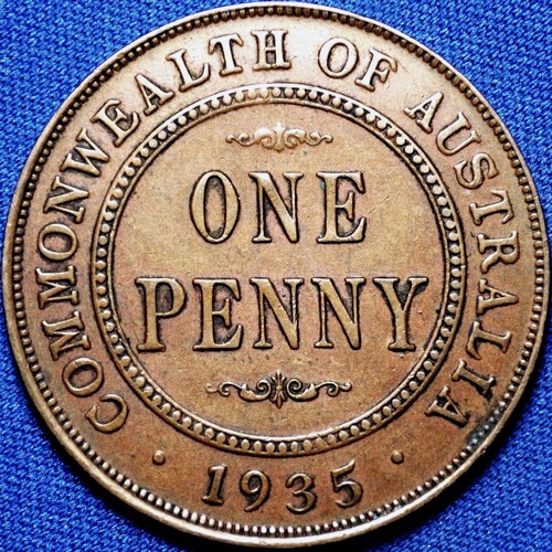 1935 Australian Penny, 'about Extremely Fine / good Very Fine' - Click Image to Close