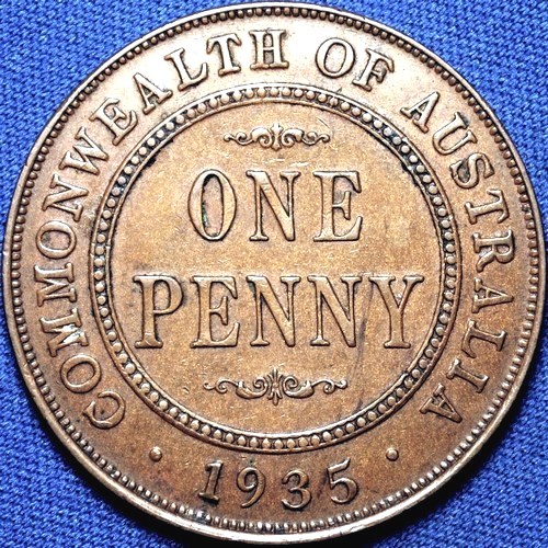 1935 Australian Penny, 'about Extremely Fine' - Click Image to Close
