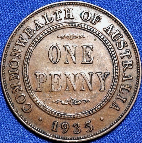 1935 Australian Penny, 'good Very Fine' - Click Image to Close