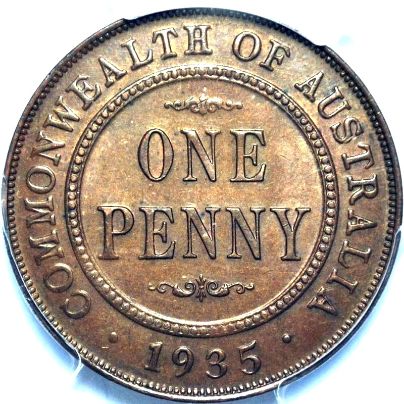 1935 Australian Penny, PCGS MS62BN 'Uncirculated'