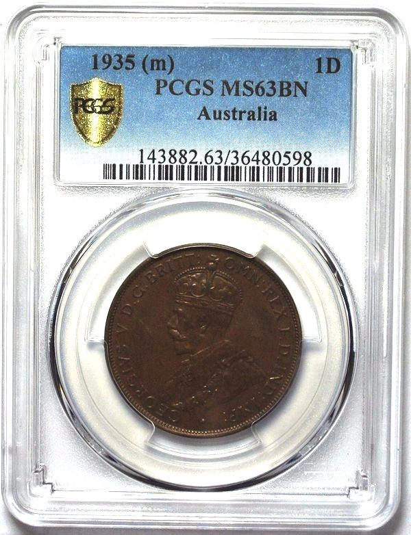 1935 Australian Penny, PCGS MS63BN 'Uncirculated'