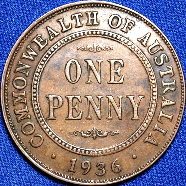 1936 Australian Penny, 'about Extremely Fine' - Click Image to Close