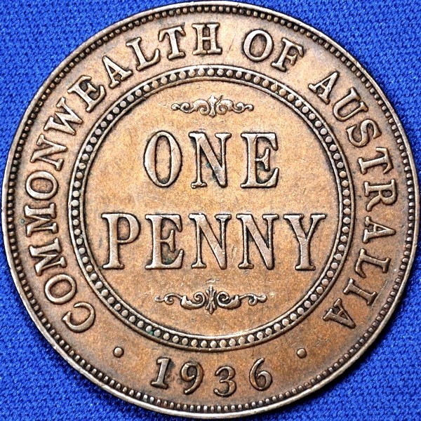 1936 Australian Penny, 'about Extremely Fine'