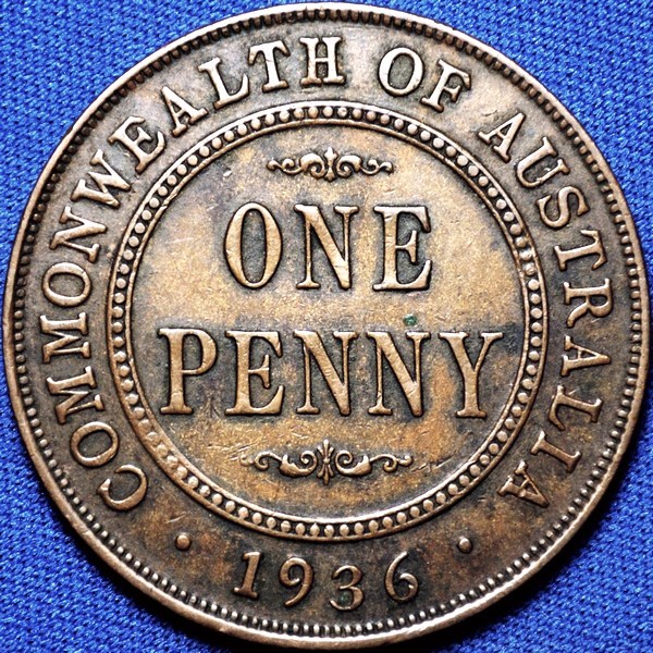 1936 Australian Penny, 'about Extremely Fine'