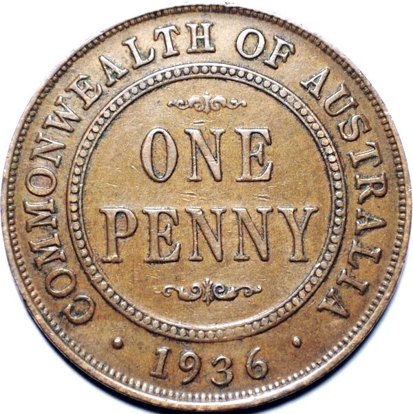 1936 Australian Penny, 'Very Fine'