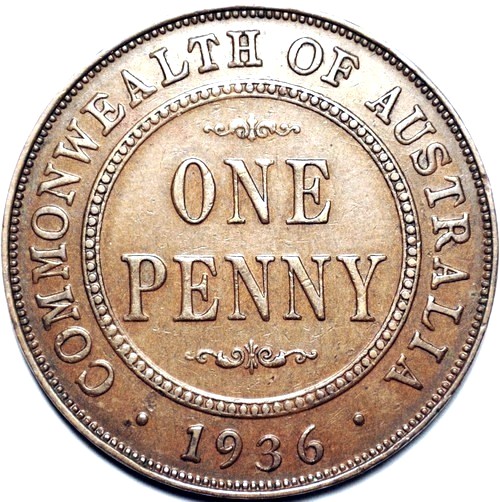 1936 Australian Penny, 'Extremely Fine' - Click Image to Close