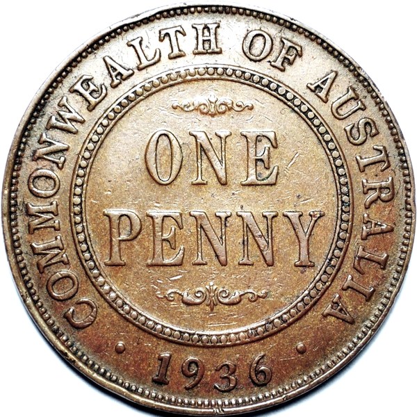 1936 Australian Penny, 'good Very Fine' - Click Image to Close