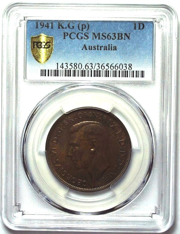 1941 K.G Australian Penny, PCGS MS63BN 'Uncirculated' - Click Image to Close