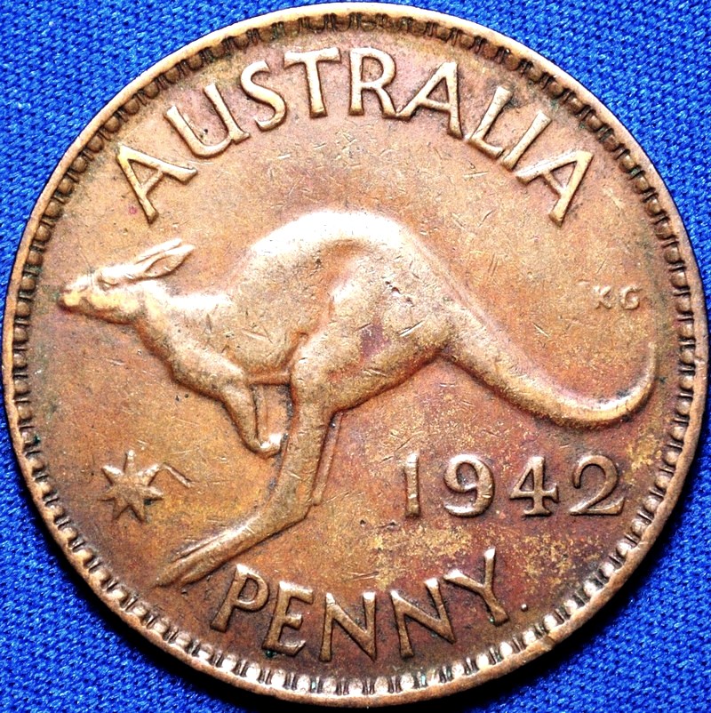 1942 Y. Australian Penny, 'Very Fine' - Click Image to Close