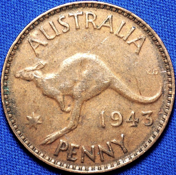 1943 (m) Australian Penny, 'about Very Fine' - Click Image to Close