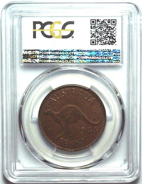 1944 Y. Australian Penny, PCGS MS63BN 'Uncirculated' - Click Image to Close