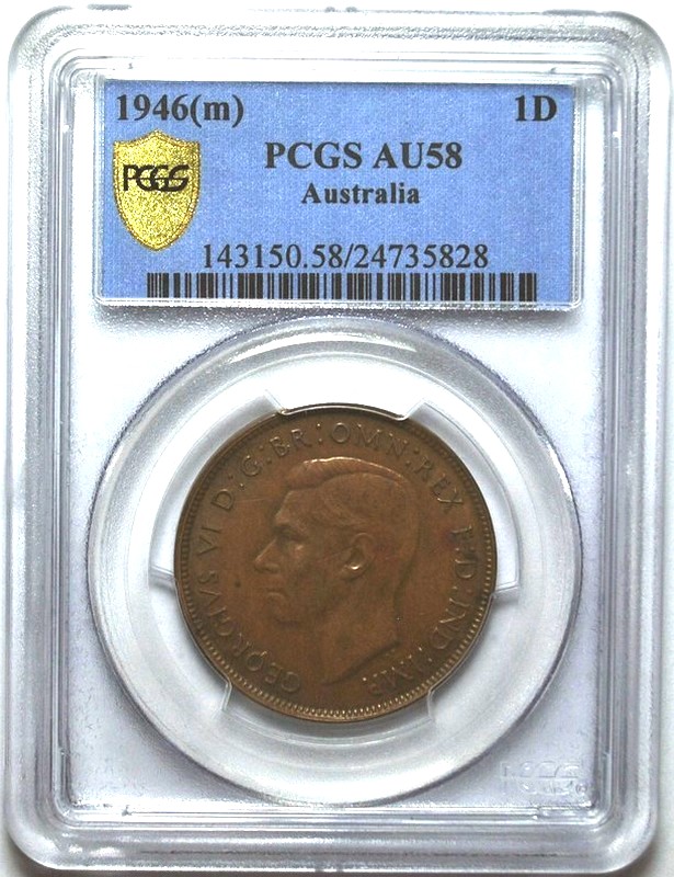 1946 Australian Penny, PCGS AU58 'about Uncirculated' - Click Image to Close
