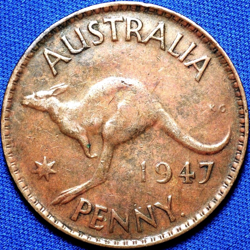 1947 Y. Australian Penny, 'good Fine' - Click Image to Close