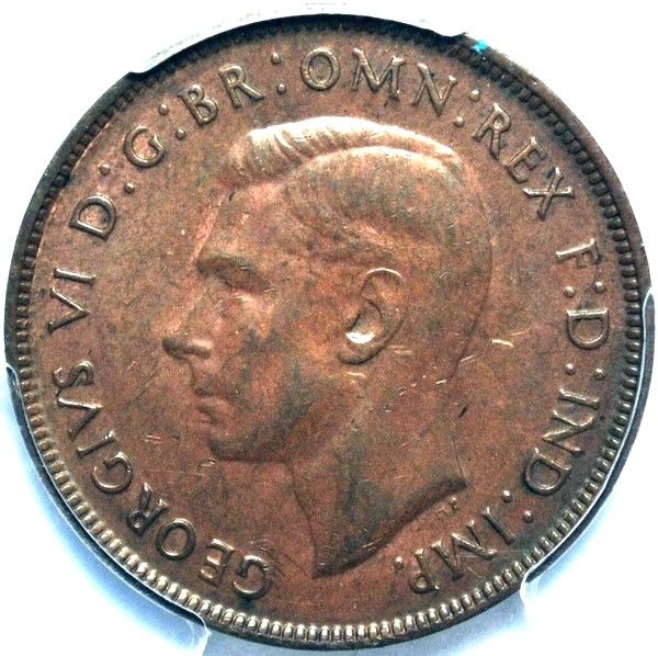 1948 Y. Australian Penny, PCGS AU58 'about Uncirculated'