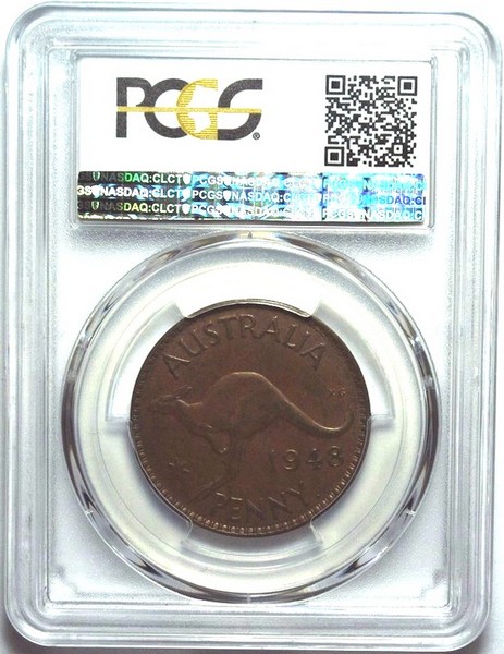 1948 Y. Australian Penny, PCGS AU58 'about Uncirculated' - Click Image to Close