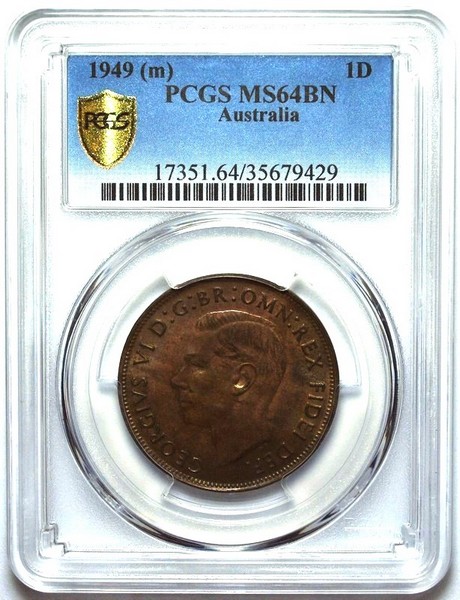 1949 Australian Penny, PCGS MS64BN 'Uncirculated' - Click Image to Close