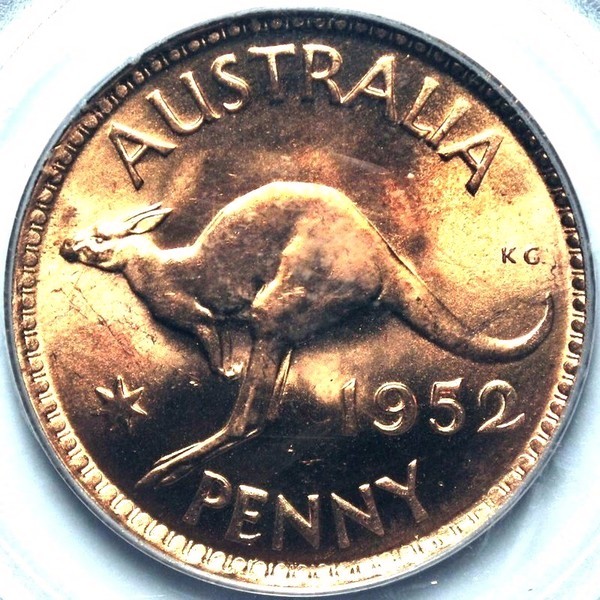 1952 (m) Australian Penny, PCGS MS63RD 'Uncirculated' - Click Image to Close