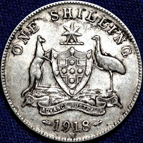 1918 Australian Shilling, 'EF / gVF' - Click Image to Close