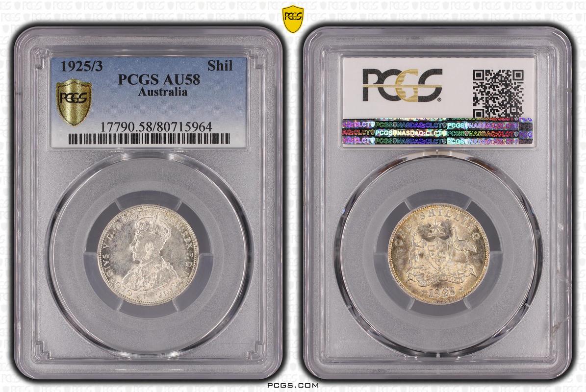 1925 Australian Shilling, PCGS AU58 'about Uncirculated' - Click Image to Close