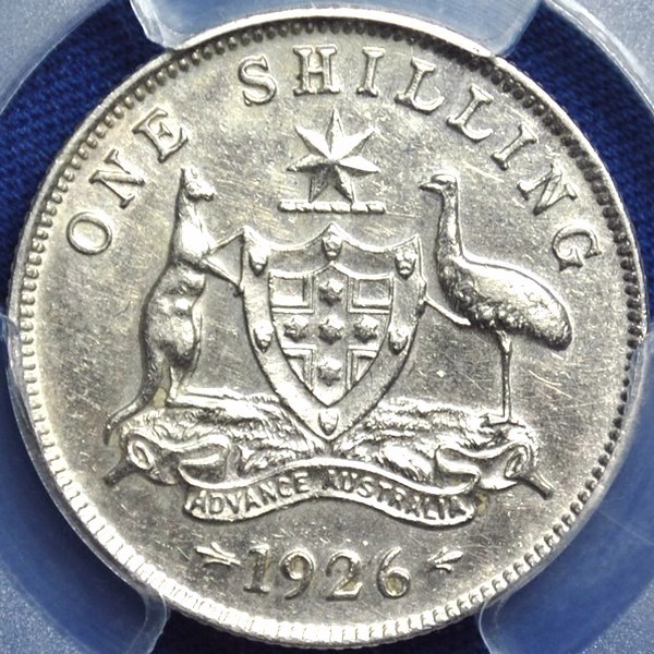 1926 Australian Shilling, PCGS AU58 'about Uncirculated'