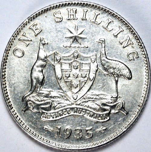 1935 Australian Shilling, 'about Uncirculated' - Click Image to Close
