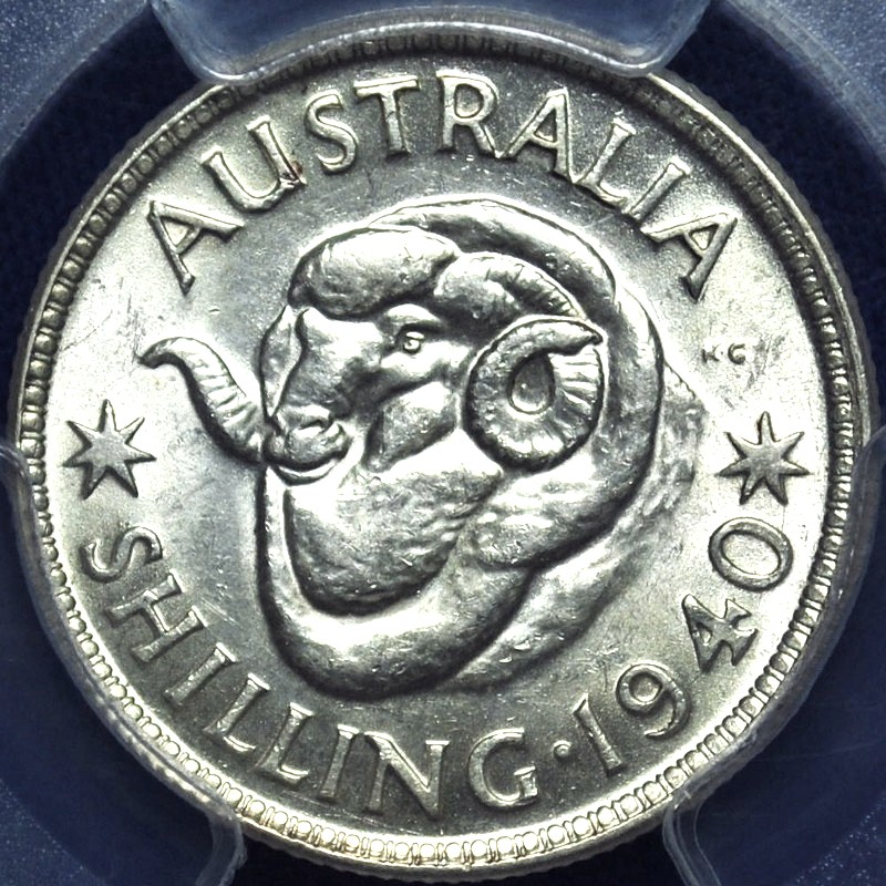 1940 Australian Shilling, PCGS AU58 'about Uncirculated'