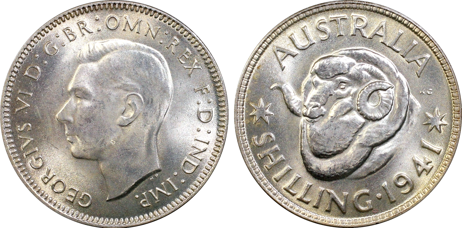 1941 Australian Shilling, PCGS MS63 'Uncirculated' - Click Image to Close