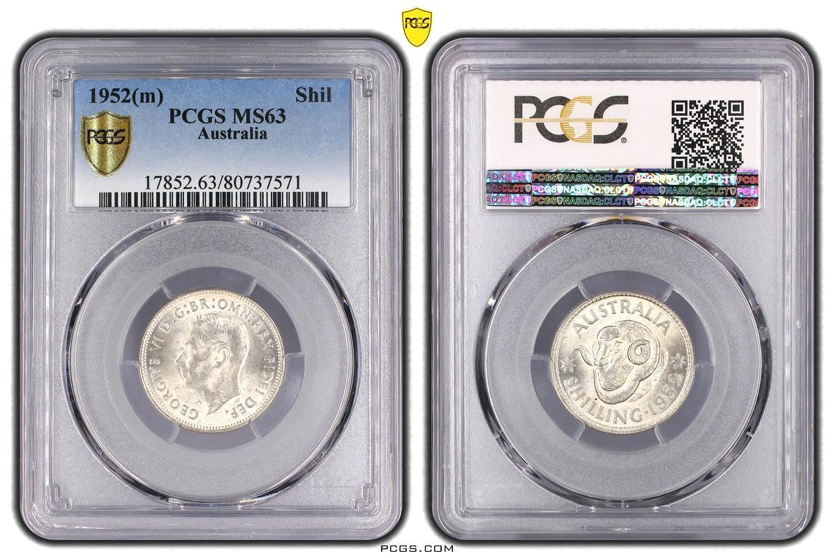 1952 Australian Shilling, PCGS MS63 'Uncirculated' - Click Image to Close