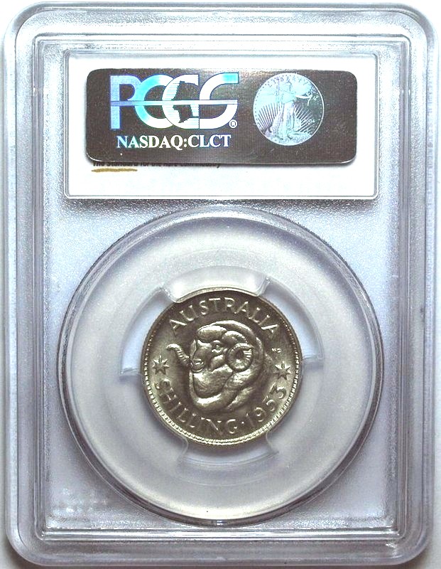 1953 Australian Shilling, PCGS MS62 'Uncirculated' - Click Image to Close
