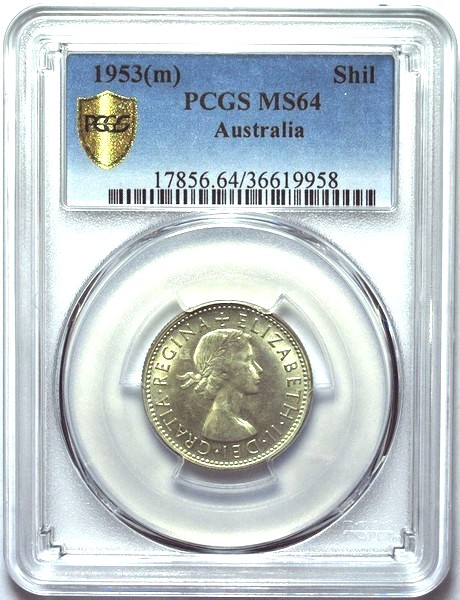 1953 Australian Shilling, PCGS MS64 'Uncirculated' - Click Image to Close
